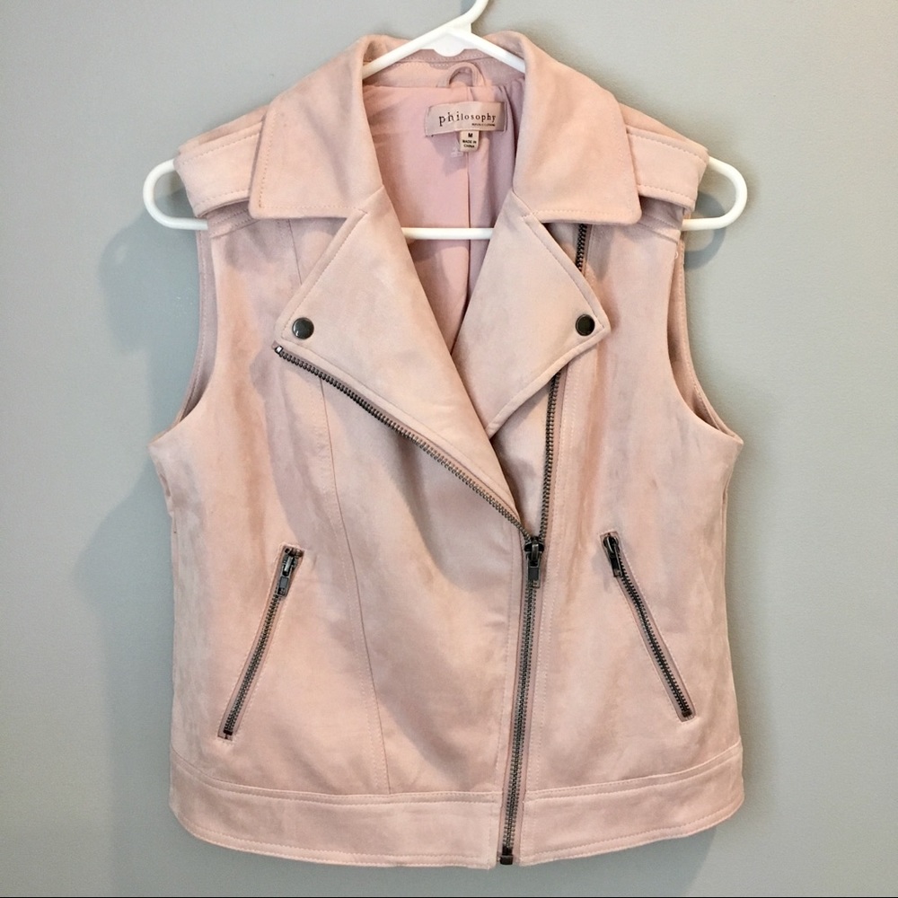 Philosophy light pink suede vest Medium EUC - Picture 1 of 7
